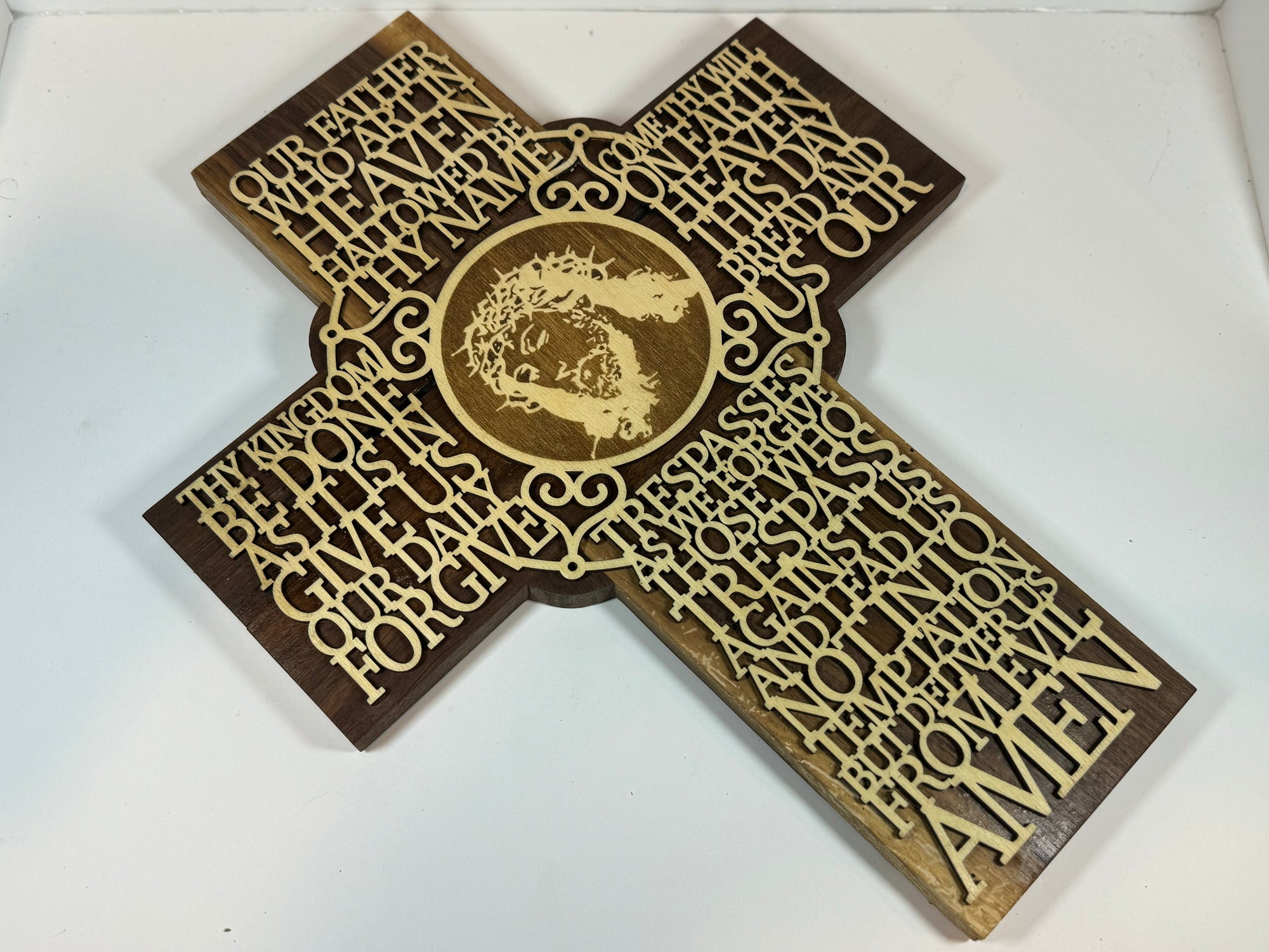Lord's Prayer Walnut Cross