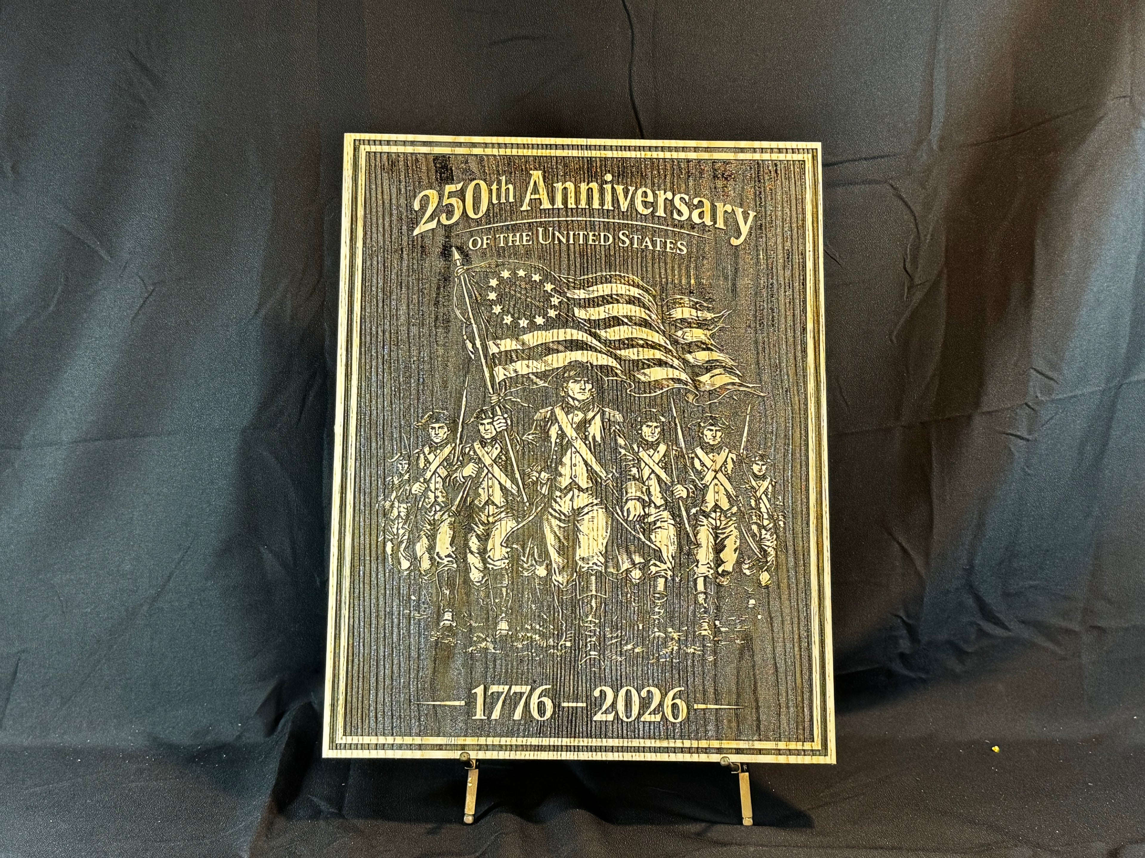 Custom Engraved 250th Anniversary Hickory Plaque