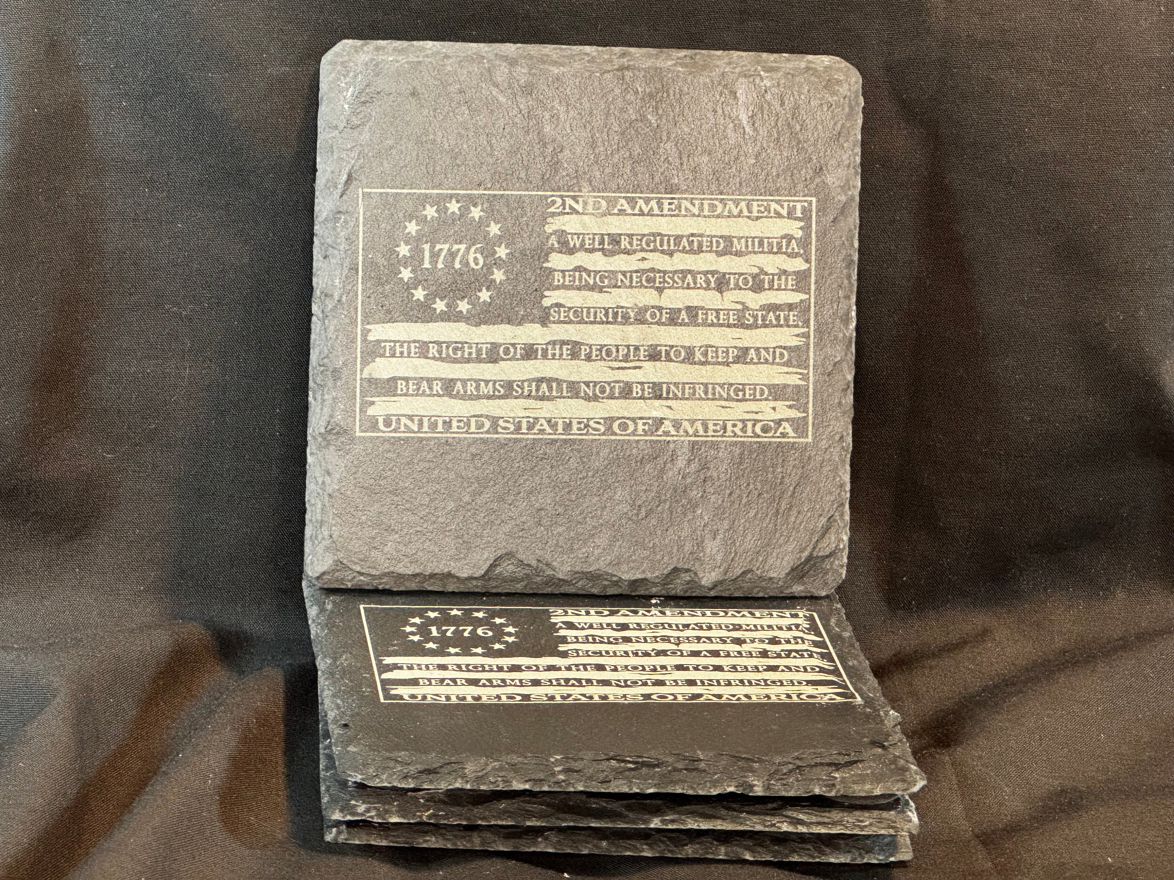 2nd Amendment Betsy Ross Flag Slate Coaster Set