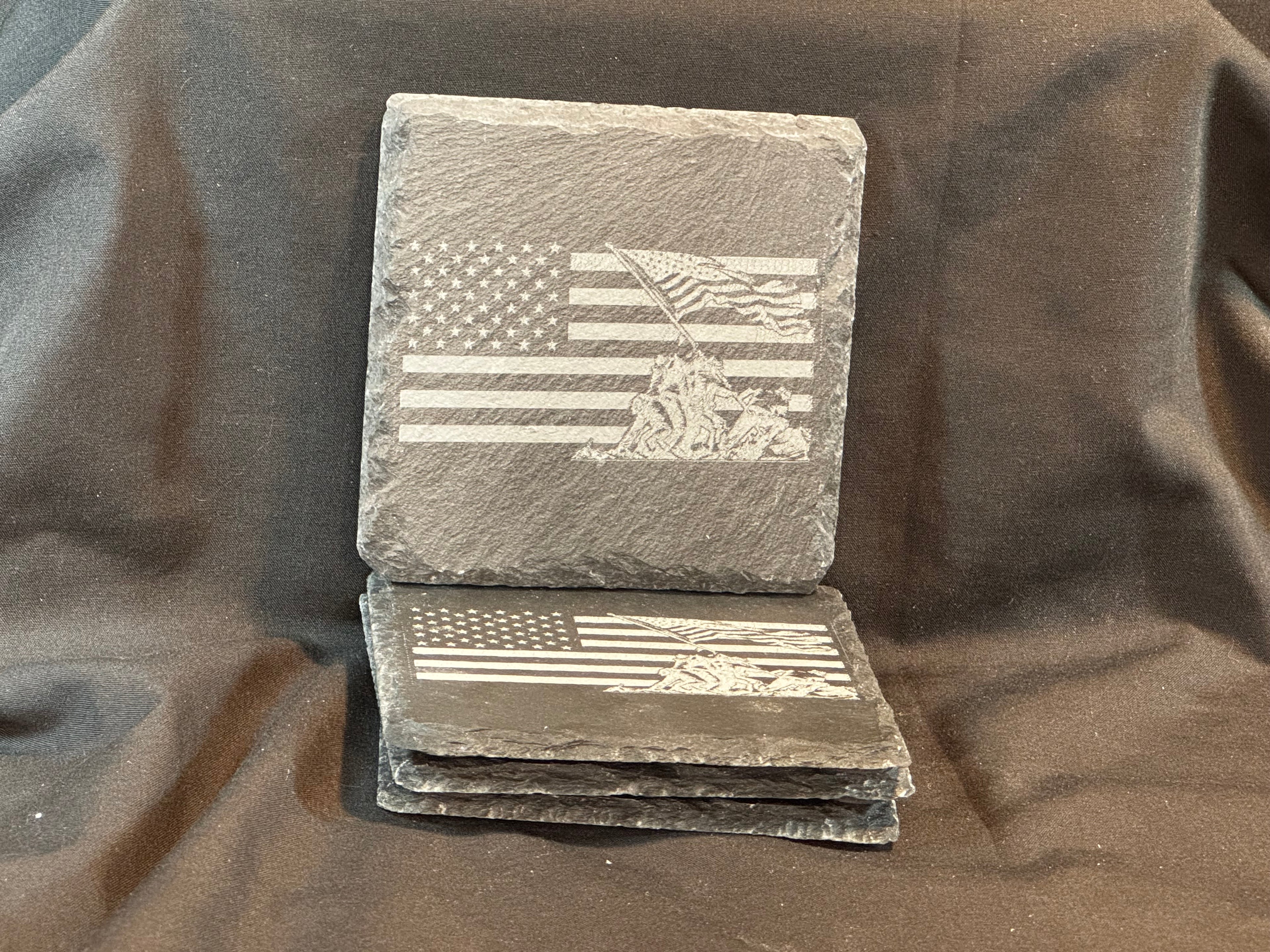 Iwo Jima Slate Coaster Set